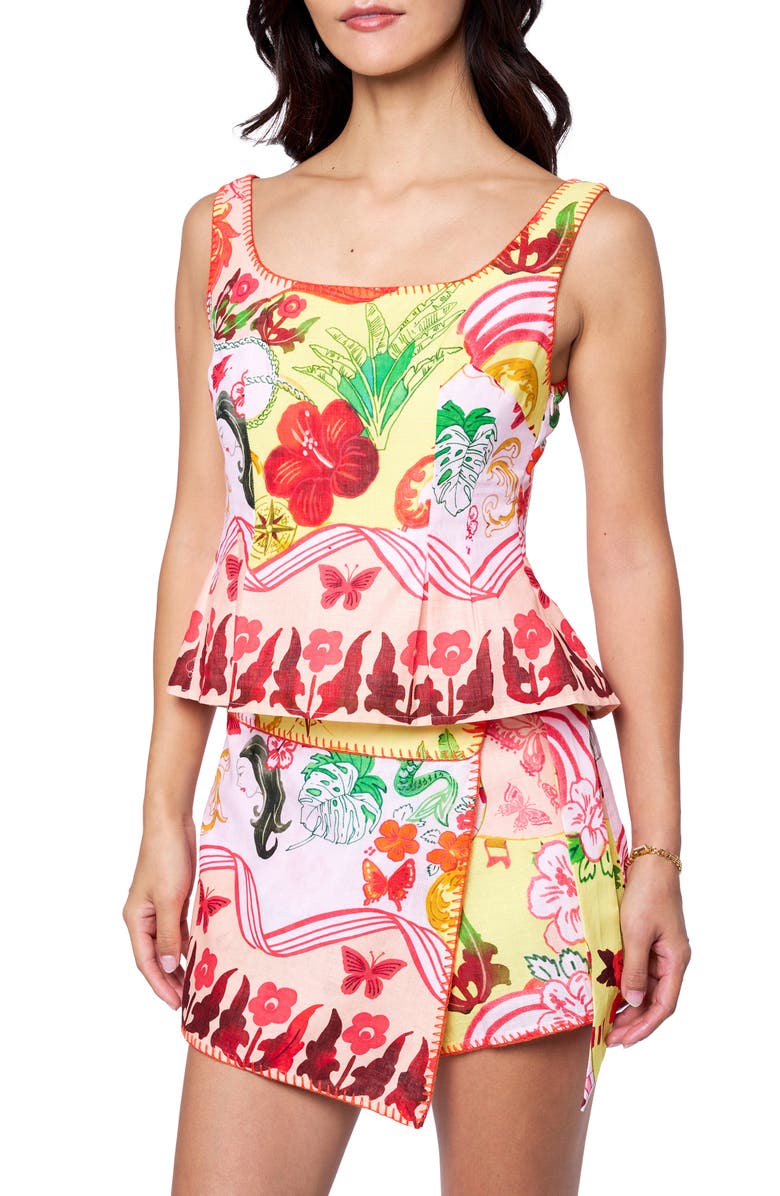CIEBON Larissa Floral Print Tank, Alternate, color, Tangerine Multi