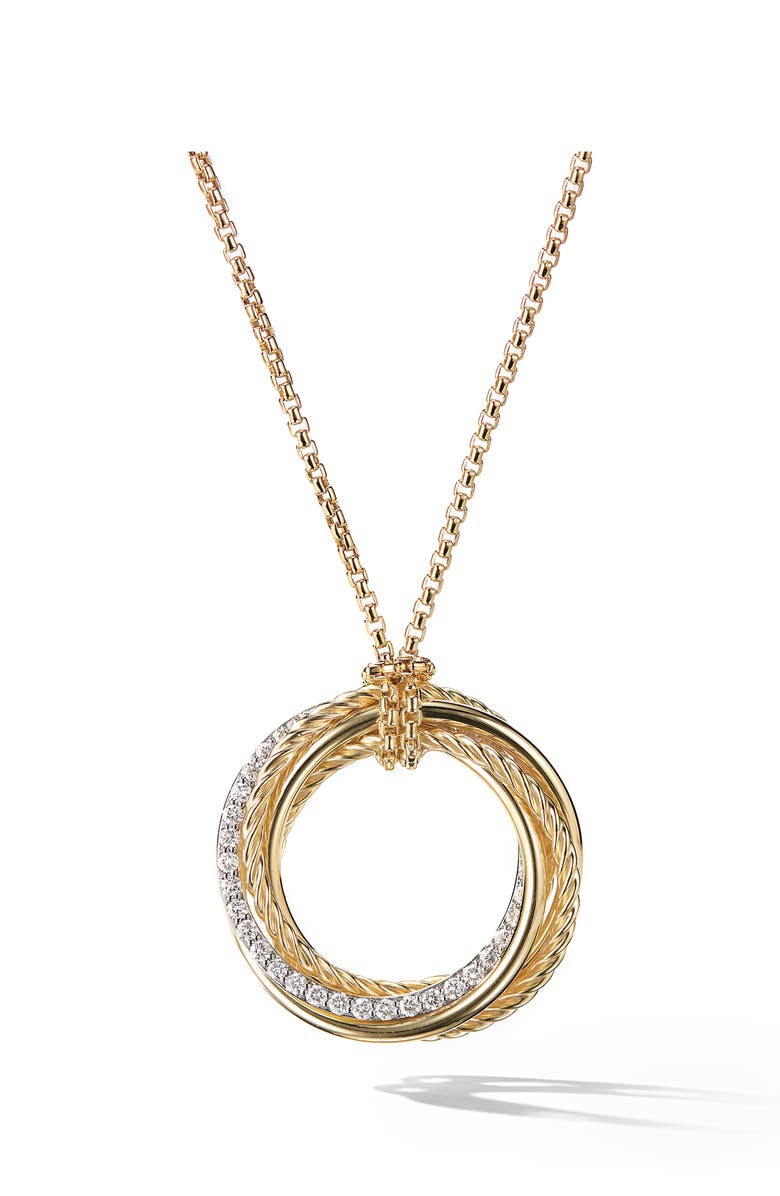 David Yurman 'Crossover' Pendant Necklace with Diamonds in Gold, Main, color, 