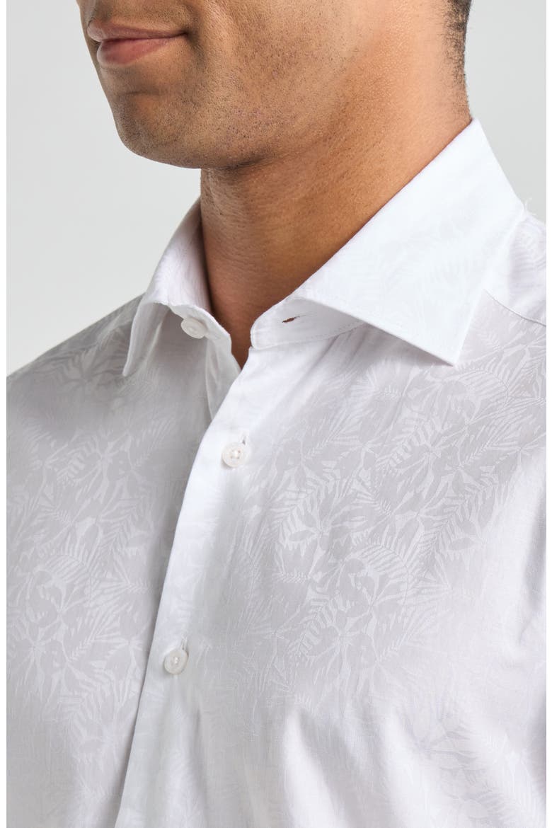 Cotton Jacquard Button-Up Shirt, Alternate, color, WHITE