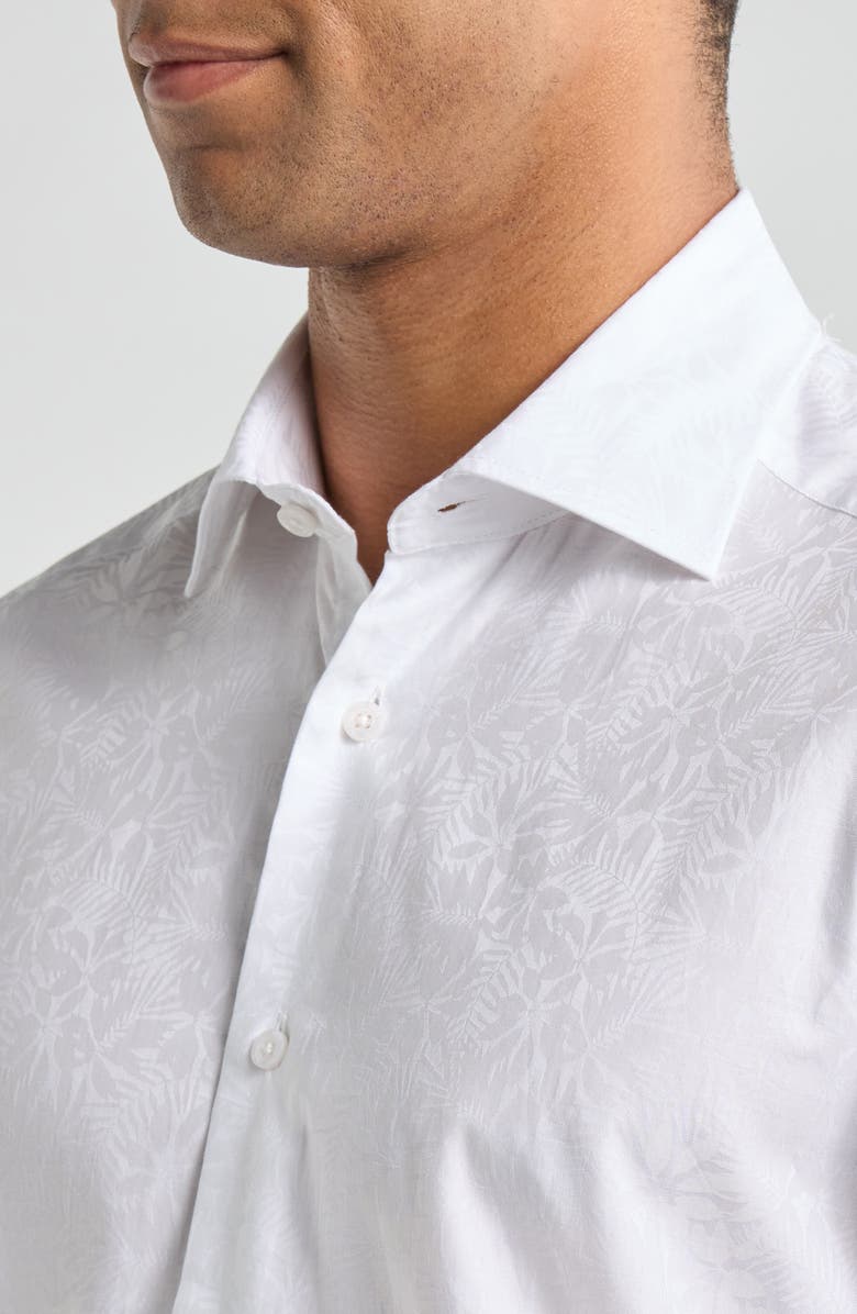 Jack Victor Cotton Jacquard Button-Up Shirt, Alternate, color, White