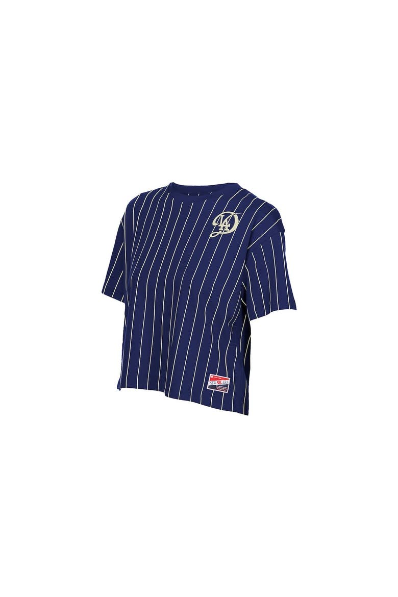 Women's New Era  Navy Los Angeles Dodgers City Connect Throwback Meshback Pinstripe Boxy T-Shirt, Alternate, color, Navy