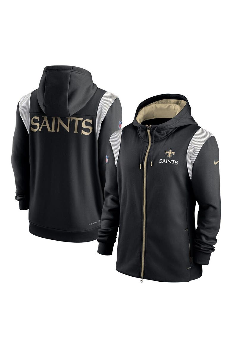 Men's Nike Black New Orleans Saints Performance Sideline Lockup Full-Zip Hoodie, Main, color, Black