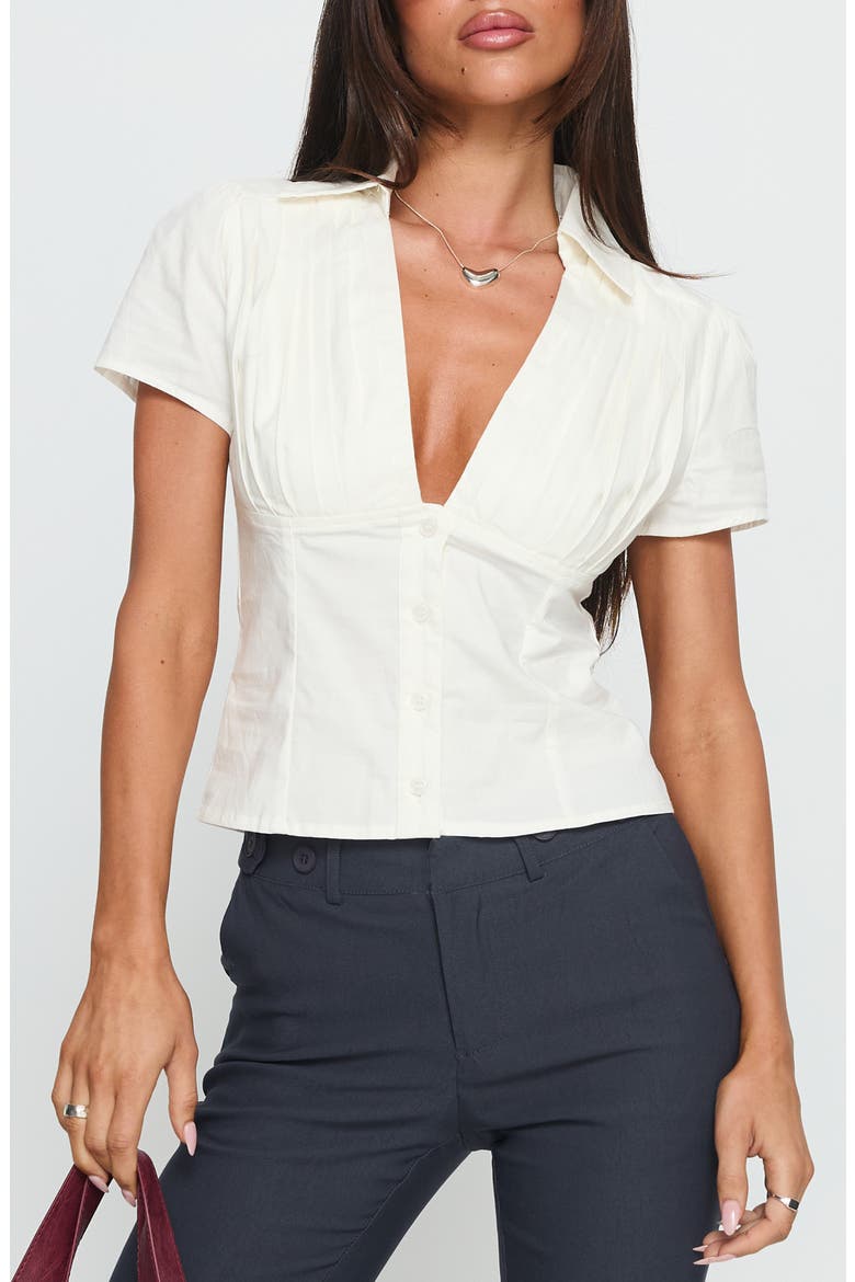 Ovelia Short Sleeve Button-Up Shirt, Main, color, WHITE