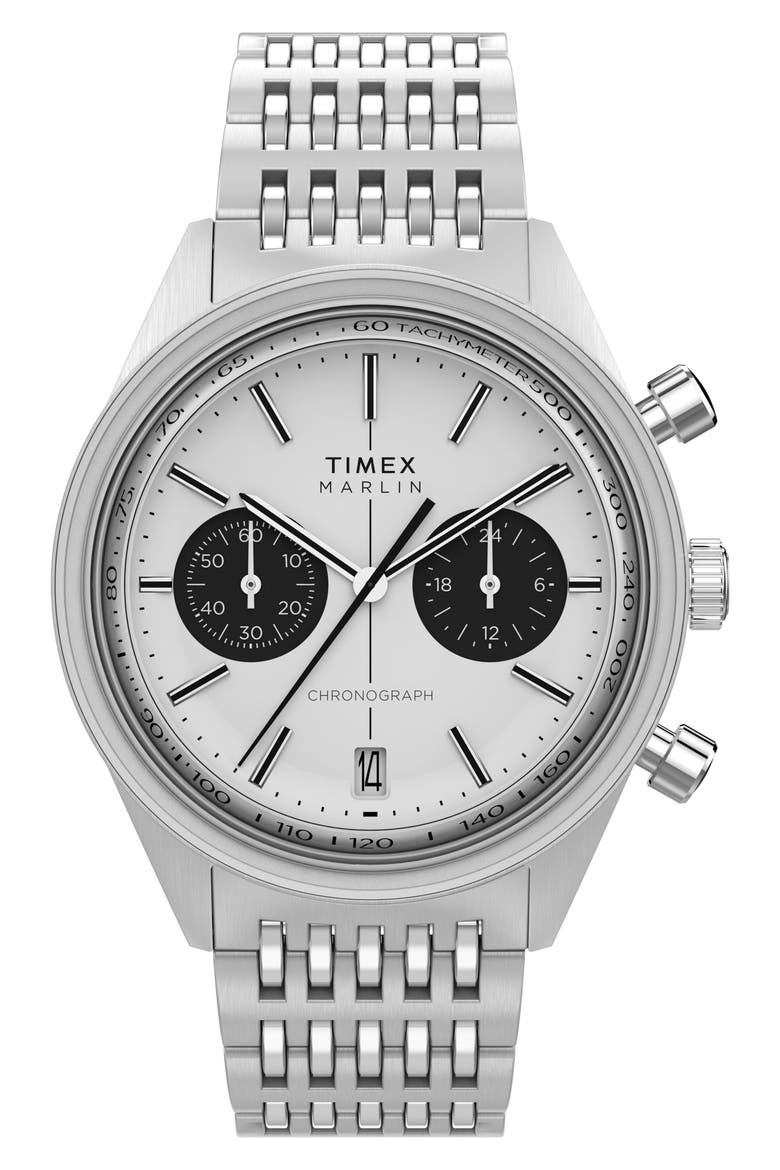 Marlin® Jet Chronograph Bracelet Watch, 40mm, Main, color, SILVER-TONE