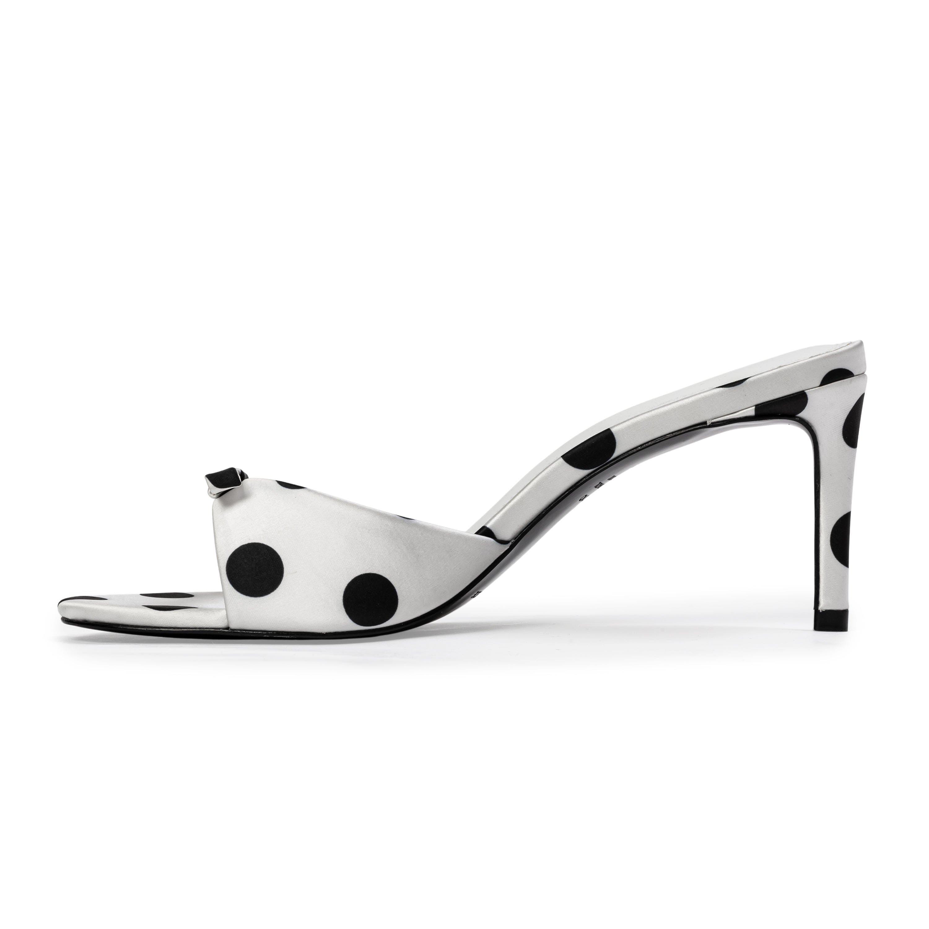 Albie 65 Mule, Alternate, color, White Polka Dot Satin
