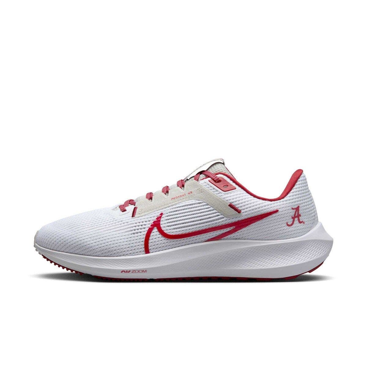 Nike Unisex Nike  White Alabama Crimson Tide Zoom Pegasus 40 Running Shoe, Alternate, color, White