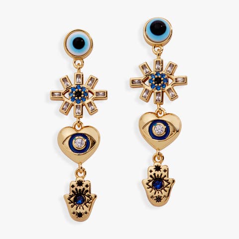 Evil Eye Linear Earring