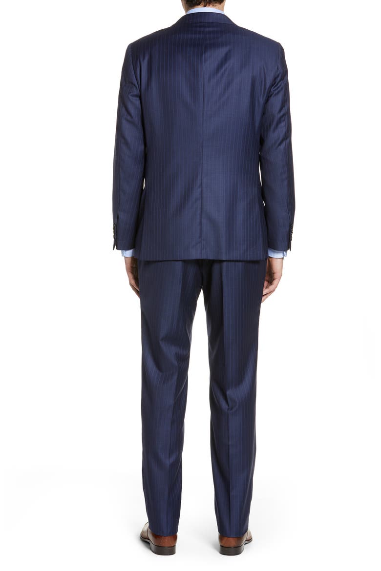 Classic B Fit Stripe Wool Suit, Alternate, color, NAVY