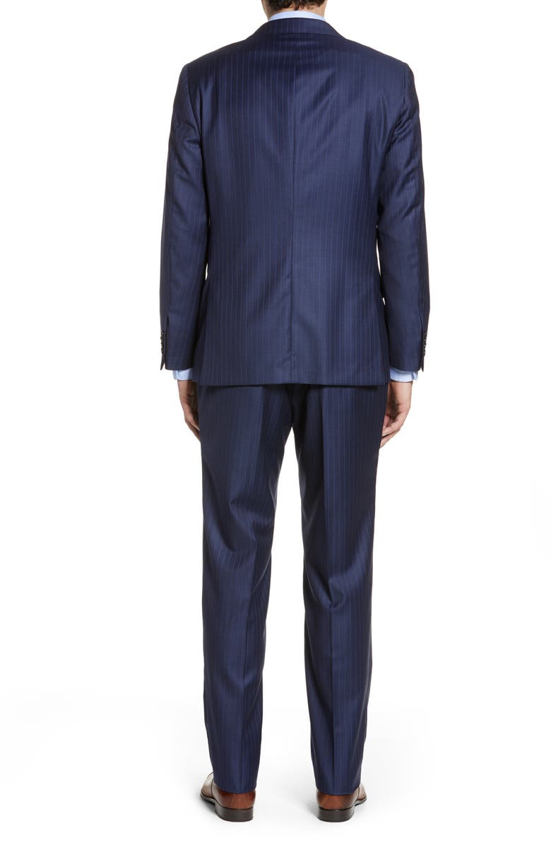 Hickey Freeman Classic B Fit Stripe Wool Suit, Alternate, color, 