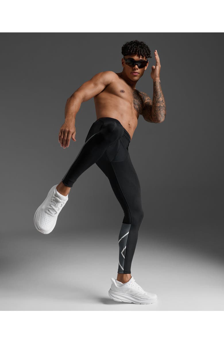 2XU Light Speed React Comp Tights, Alternate, color, Black/White Reflective