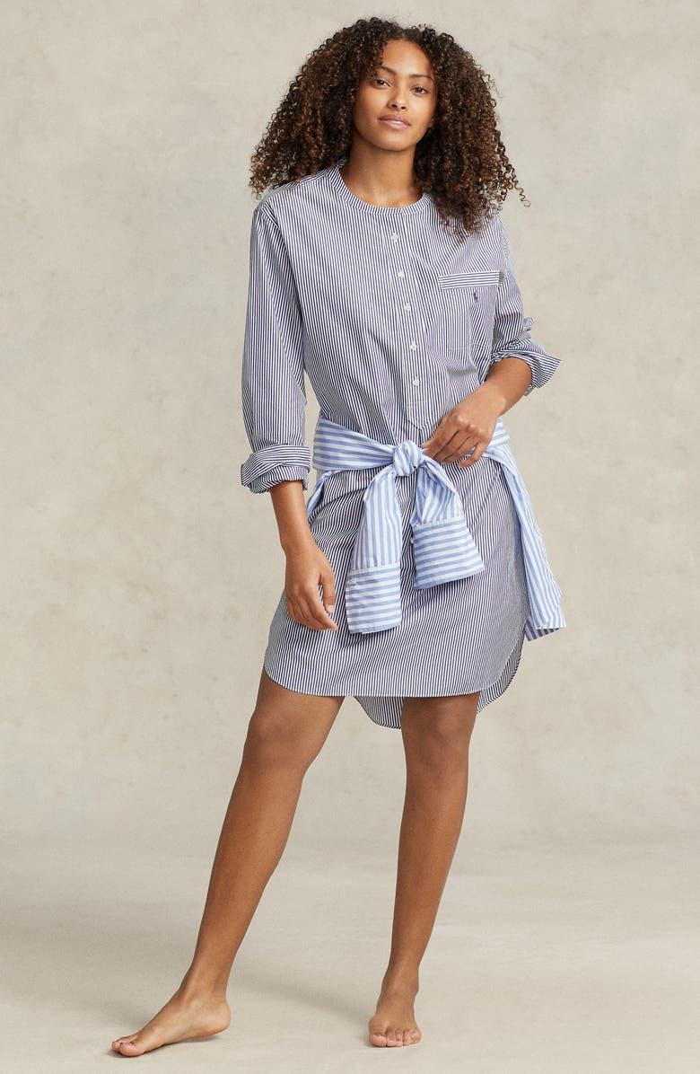 Polo Ralph Lauren Cotton Poplin Tunic Sleepshirt, Alternate, color, Wide Stripes