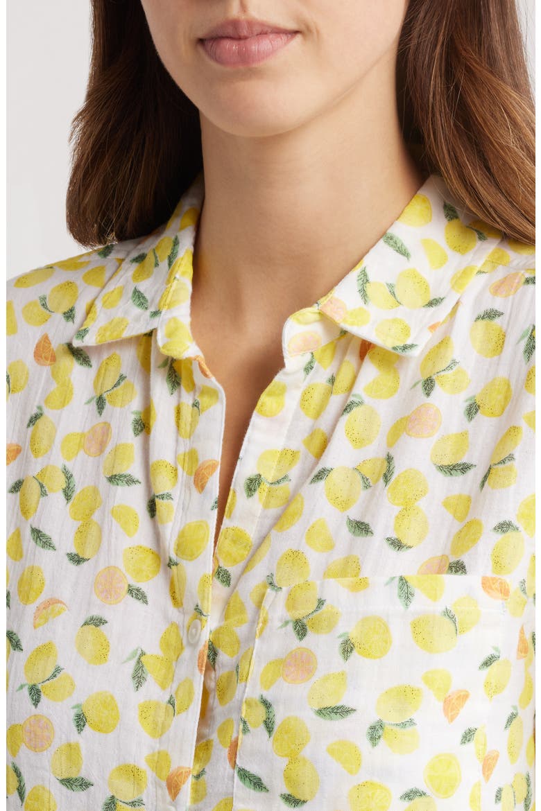 Alessia Print Shirt, Alternate, color, AMALFI LEMONS