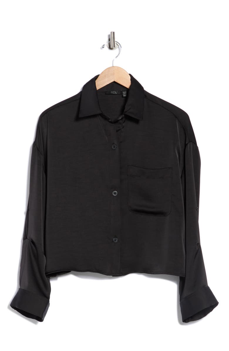 RDI Crop Button-Up Shirt, Alternate, color, Black
