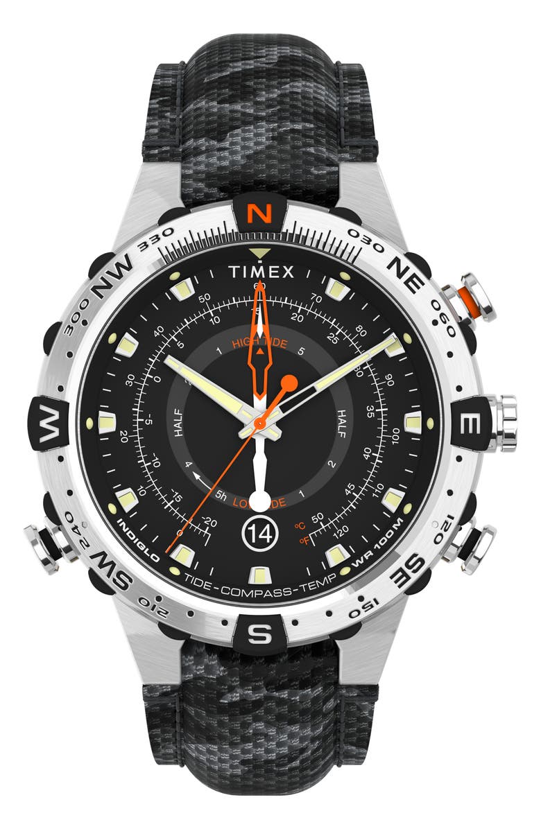Timex<sup>®</sup> Expedition Tide Temp Compass Camo Strap Watch, 38mm, Main, color,