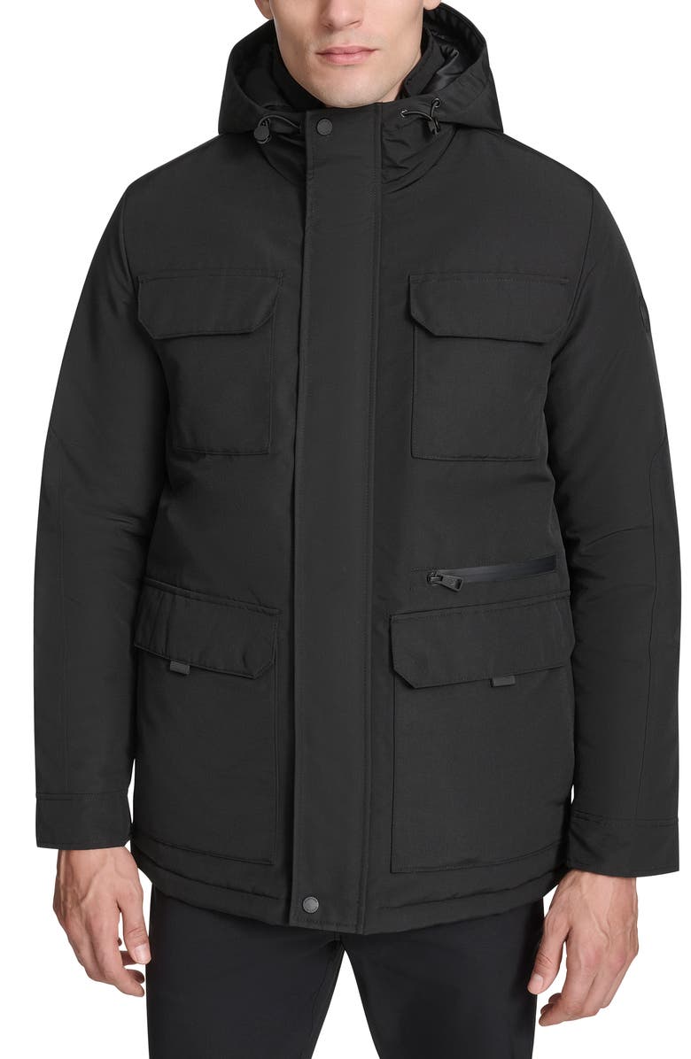 Kenneth Cole New York Oxford Water Resistant Parka, Main, color, Black