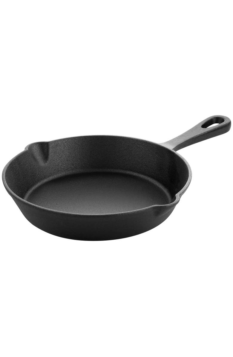 Megachef 8 Inch Round Preseasoned Cast Iron Frying Pan, Main, color, Black