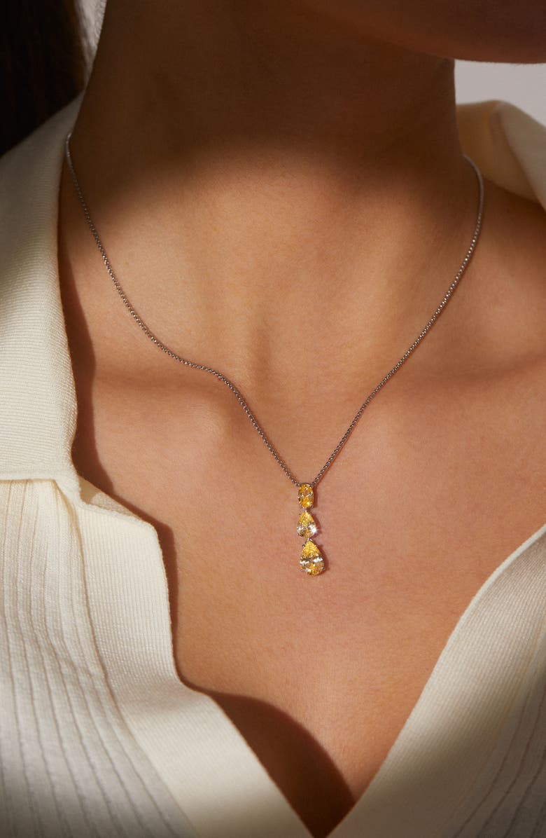 Nadri Crystal Pendant Y-Necklace, Alternate, color, Yellow/ Rhodium