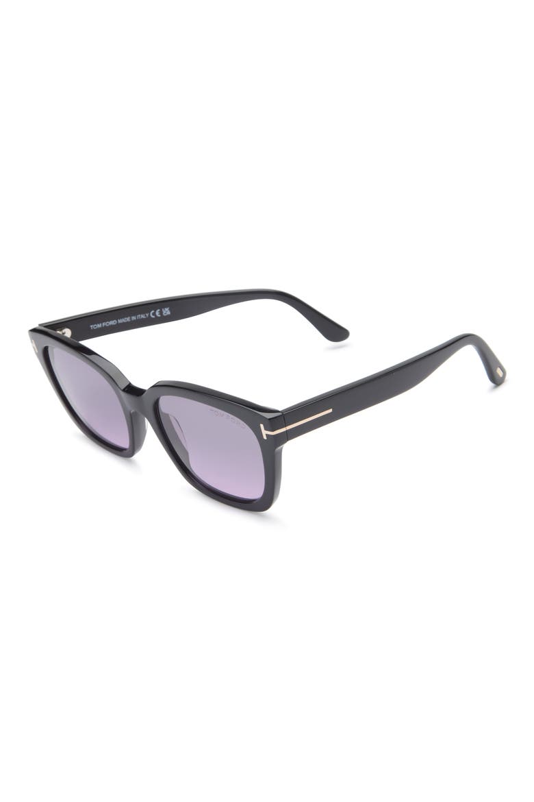 Haylay 53mm Square Sunglasses, Alternate, color, SHINY BLACK ROSE GOLD SMOKE
