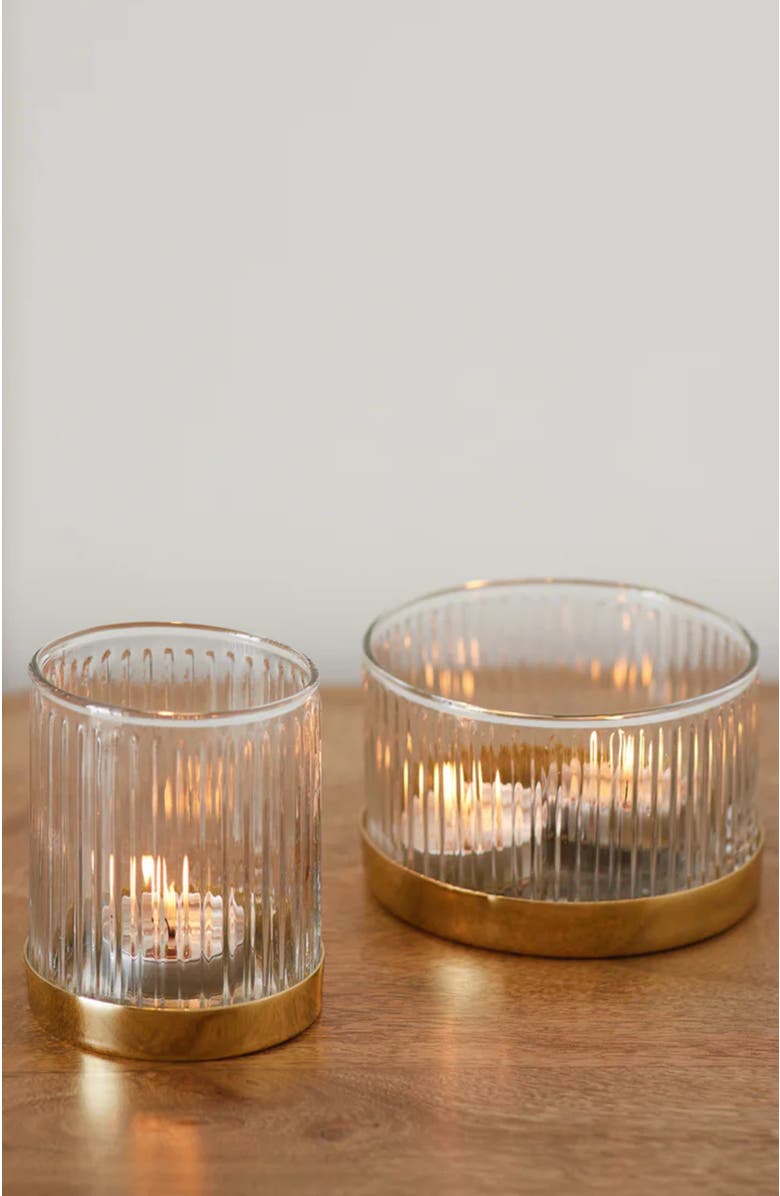 Fleck Fluted Glass Votive Set, Alternate, color, Clear