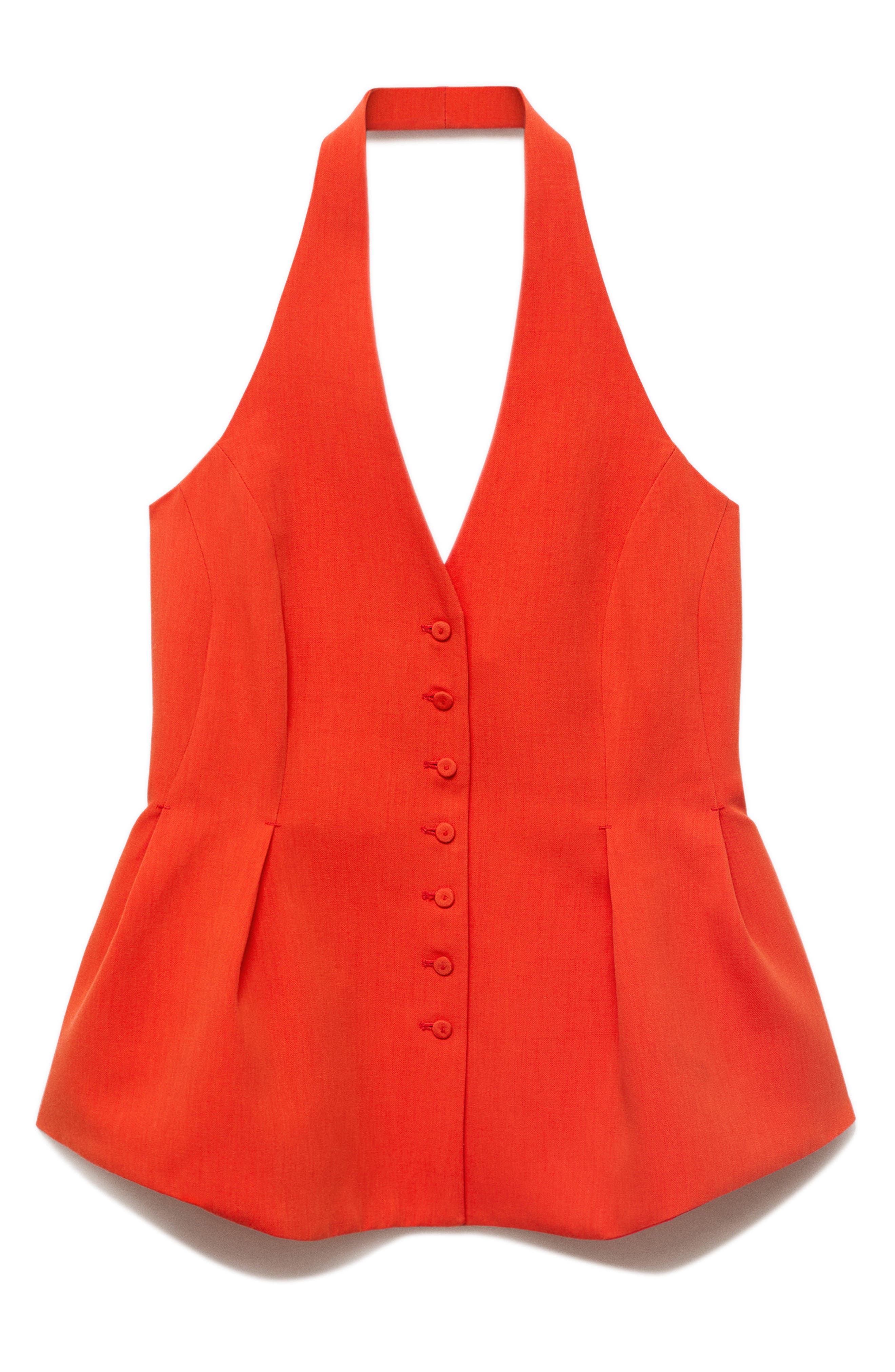 MANGO Halter Peplum Vest