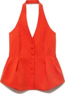 MANGO Halter Peplum Vest