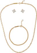 Vince Camuto Curb Chain Necklace, Bracelet & Cubic Zirconia Stud Earrings Set