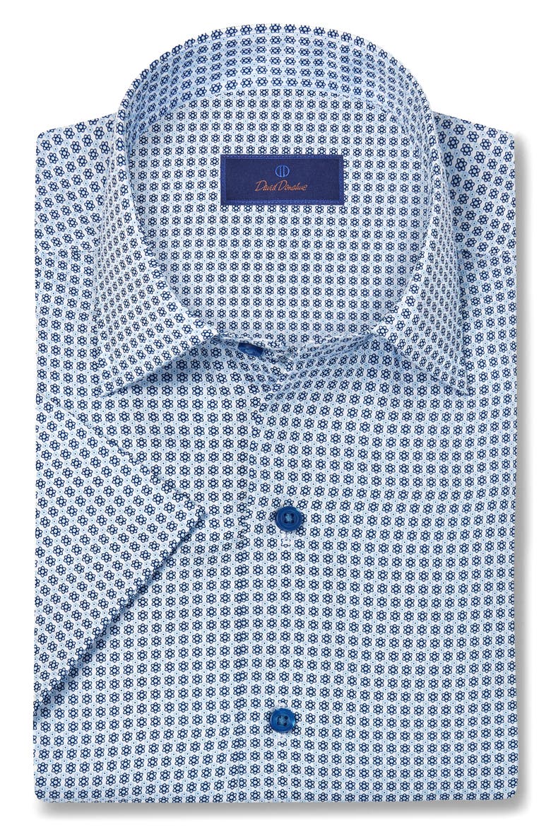 Floral Print Lyocell Short Sleeve Shirt, Main, color, WHITE/ NAVY