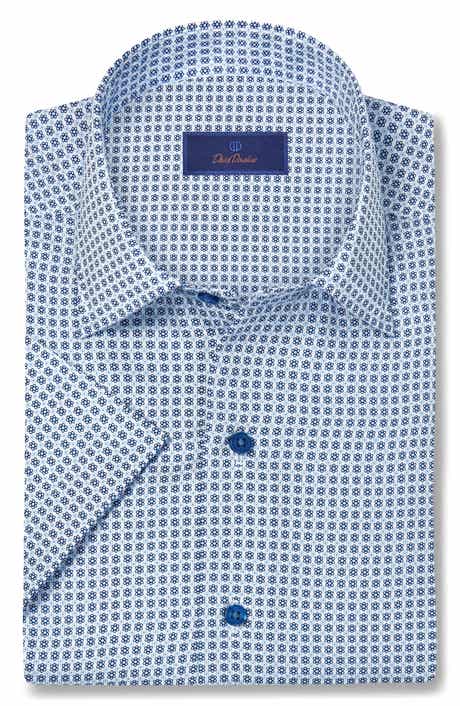 David Donahue Floral Print Lyocell Short Sleeve Shirt
