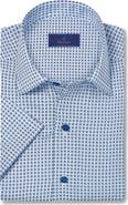 David Donahue Floral Print Lyocell Short Sleeve Shirt