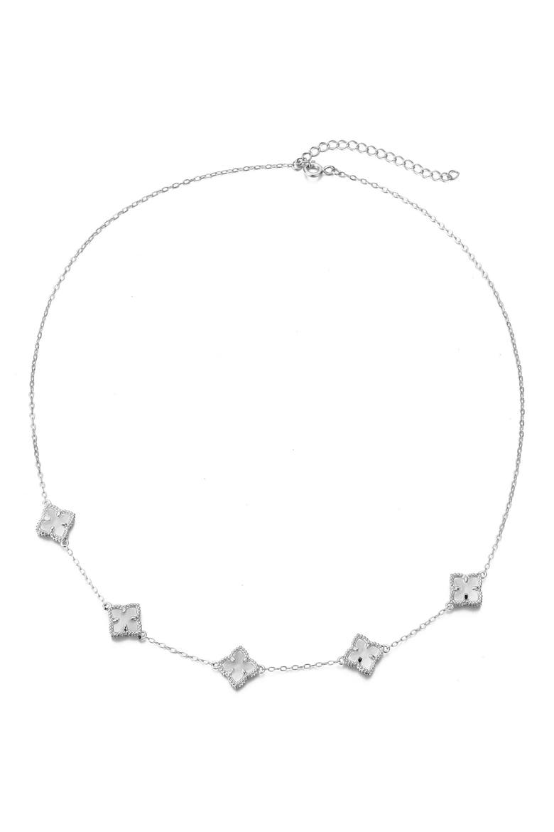 Mother of Pearl Station Necklace, Alternate, color, WHITE/SILVER