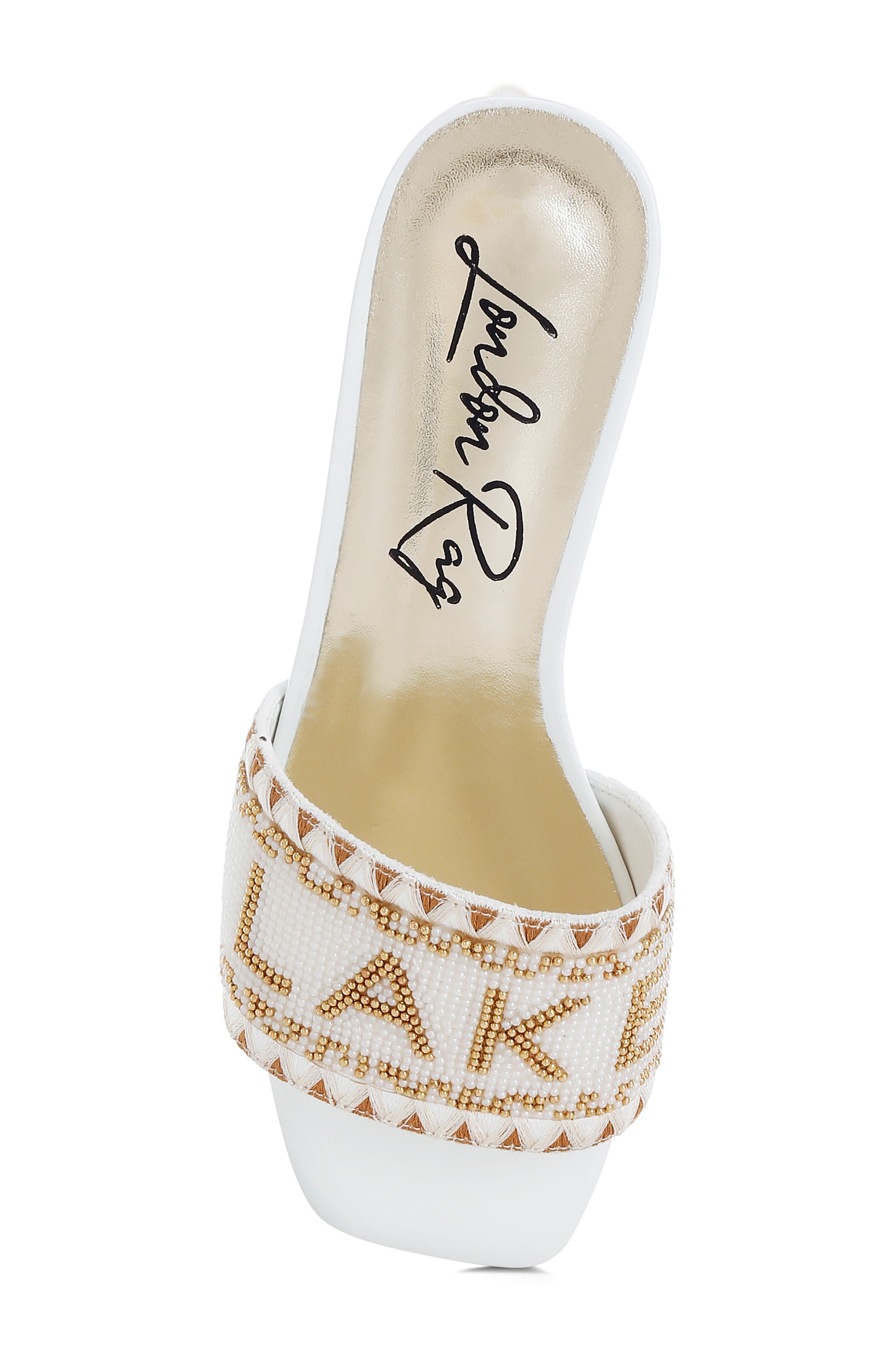 LONDON RAG Vacay Babe Lake Como Beaded Slide Sandal, Alternate, color, Off White