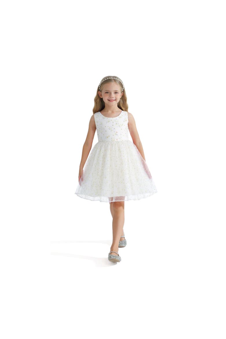 Floral Patterned Bow Dress, Alternate, color, Ivory