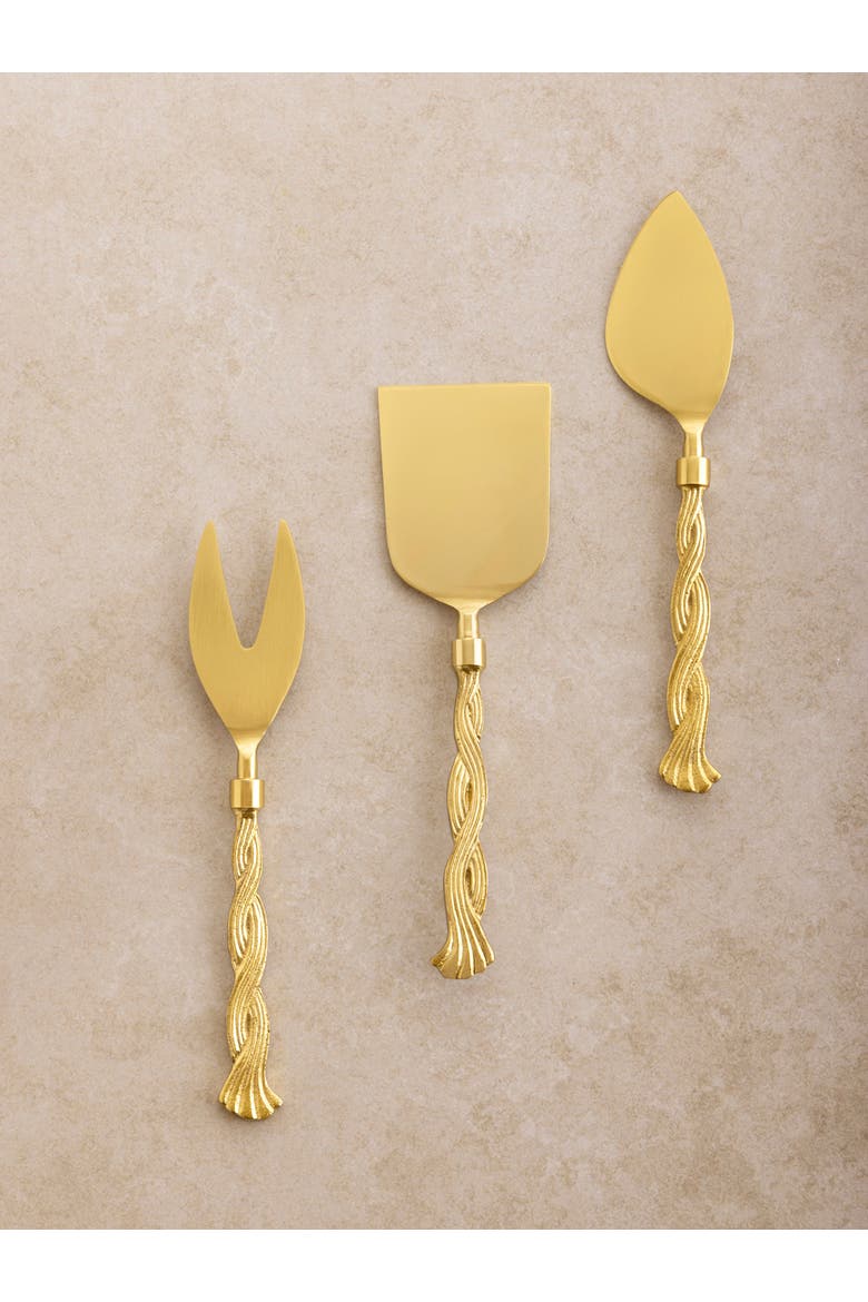 Santiago Cheese Knives, Set of 3, Main, color, Gold