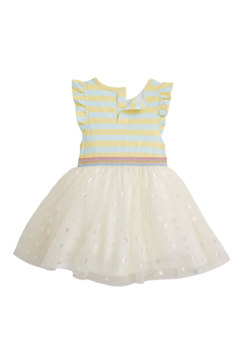 Kids' Lemon Cream Stripe Flutter Sleeve Dress, Alternate, color, YELLOW