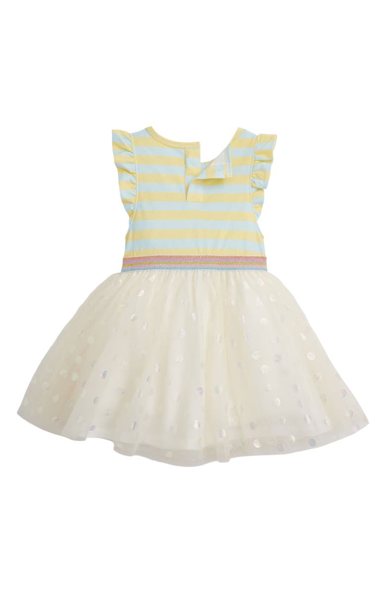 Magnetic Me Kids' Lemon Cream Stripe Flutter Sleeve Dress, Alternate, color, 