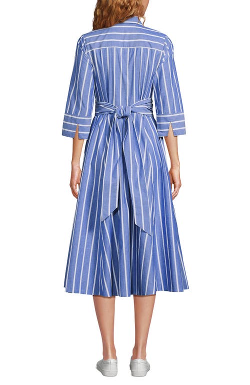 LANDS' END LANDS' END POPLIN MIDI WRAP FRONT DRESS 