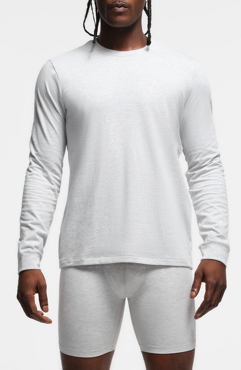SKIMS Long Sleeve Cotton T-Shirt, Main, color, Light Heather Grey