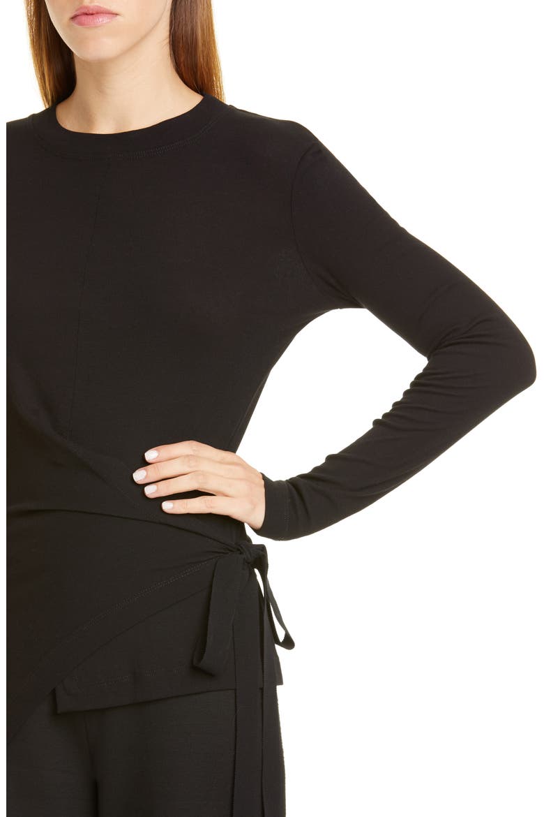 Split Apron Cotton Rib T-Shirt, Alternate, color, BLACK