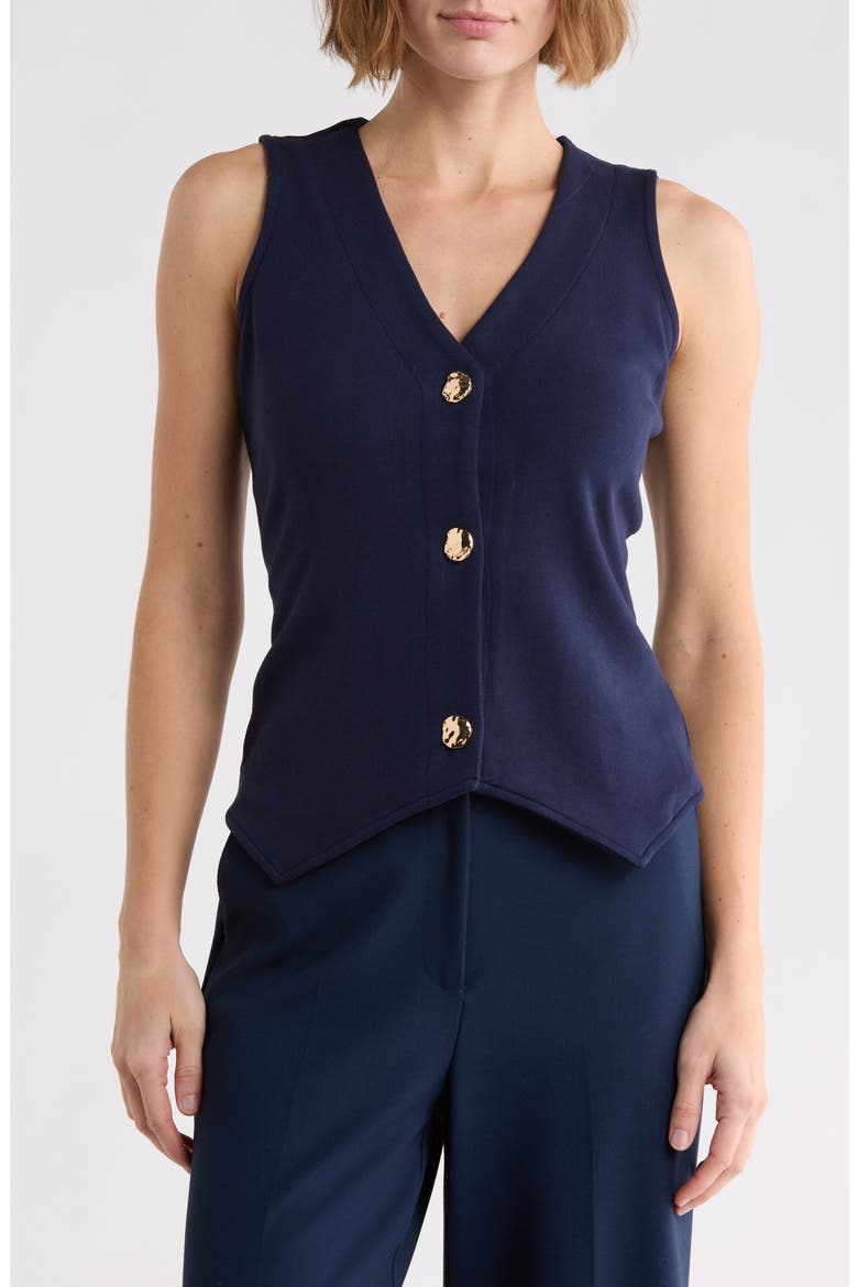 Milano Button Front Knit Vest, Main, color, ECLIPSE