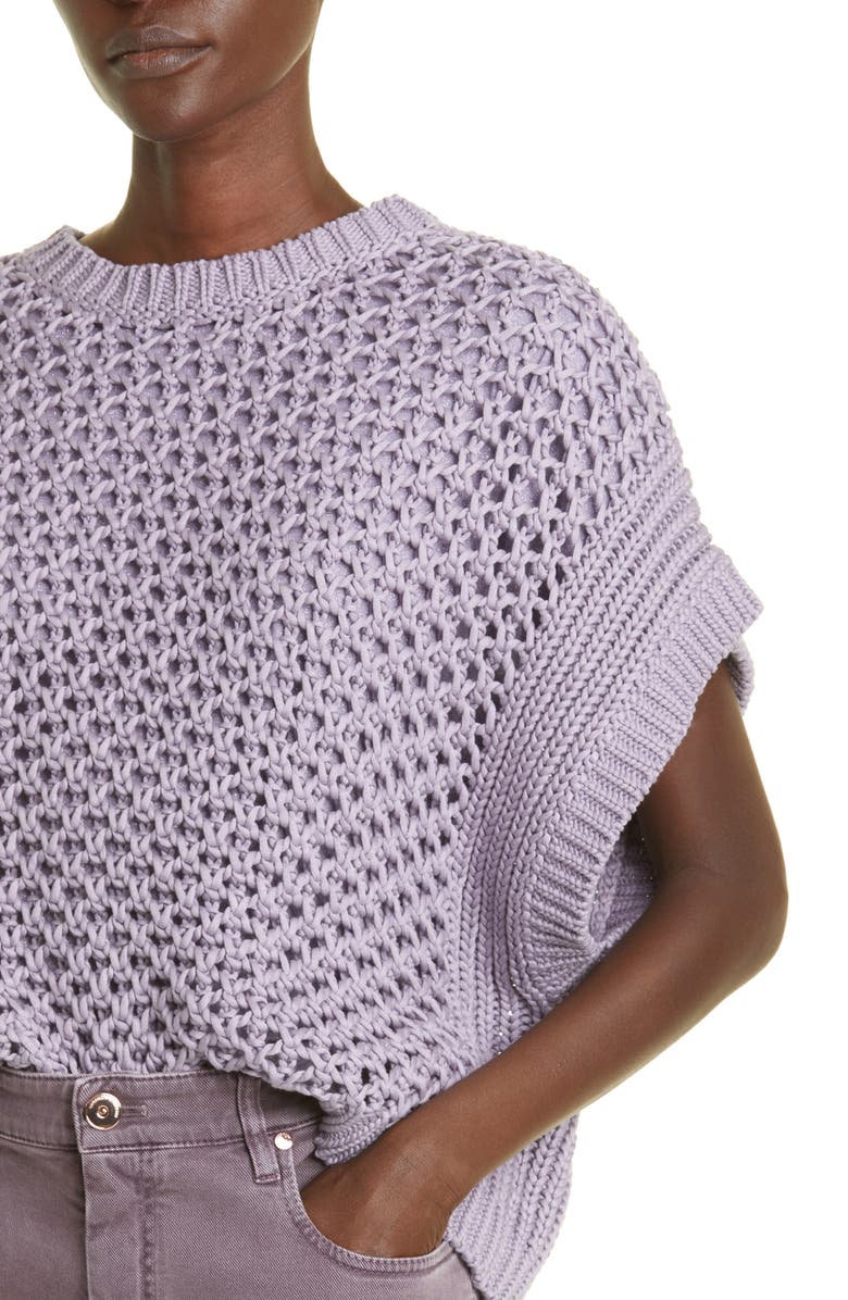 Brunello Cucinelli Open Knit Cotton Sweater, Alternate, color, 