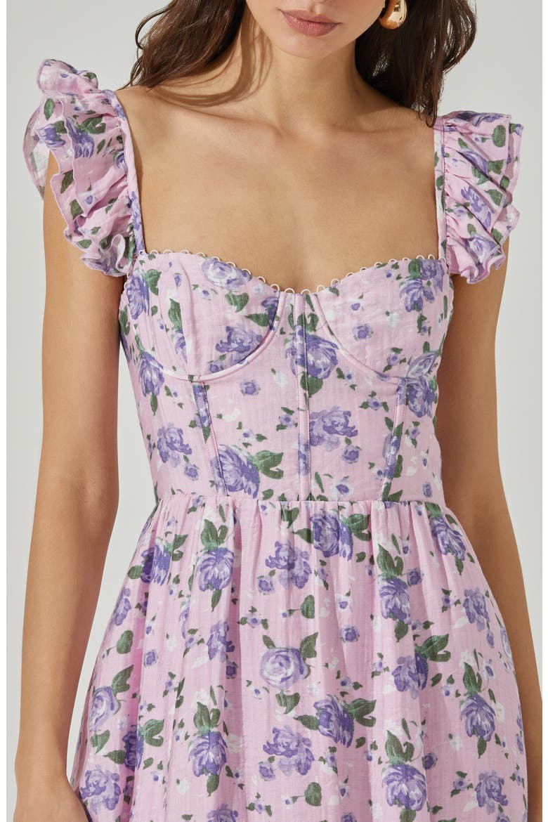 Wedelia Floral Print A-Line Dress, Alternate, color, PURPLE FLORAL
