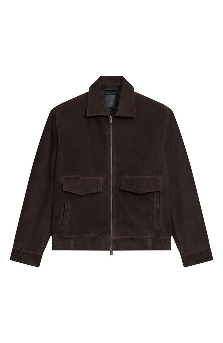 Theory Reece Leather Aviator Jacket, Alternate, color, Brownwood