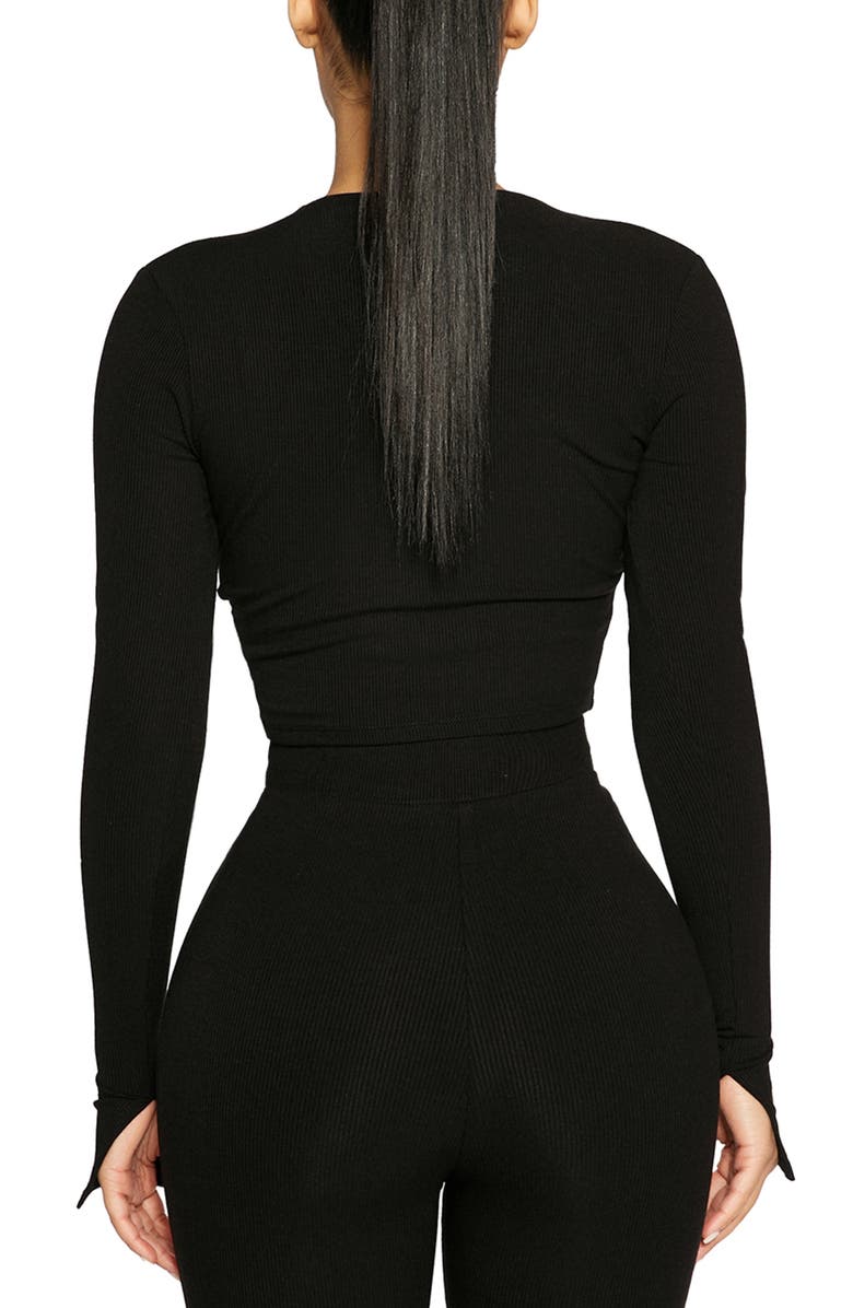 Naked Wardrobe Rib Crop Cardigan, Alternate, color, 