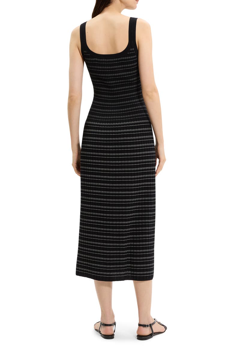 Variegated Stripe Pima Cotton Blend Midi Dress, Alternate, color, BLACK/ WHITE