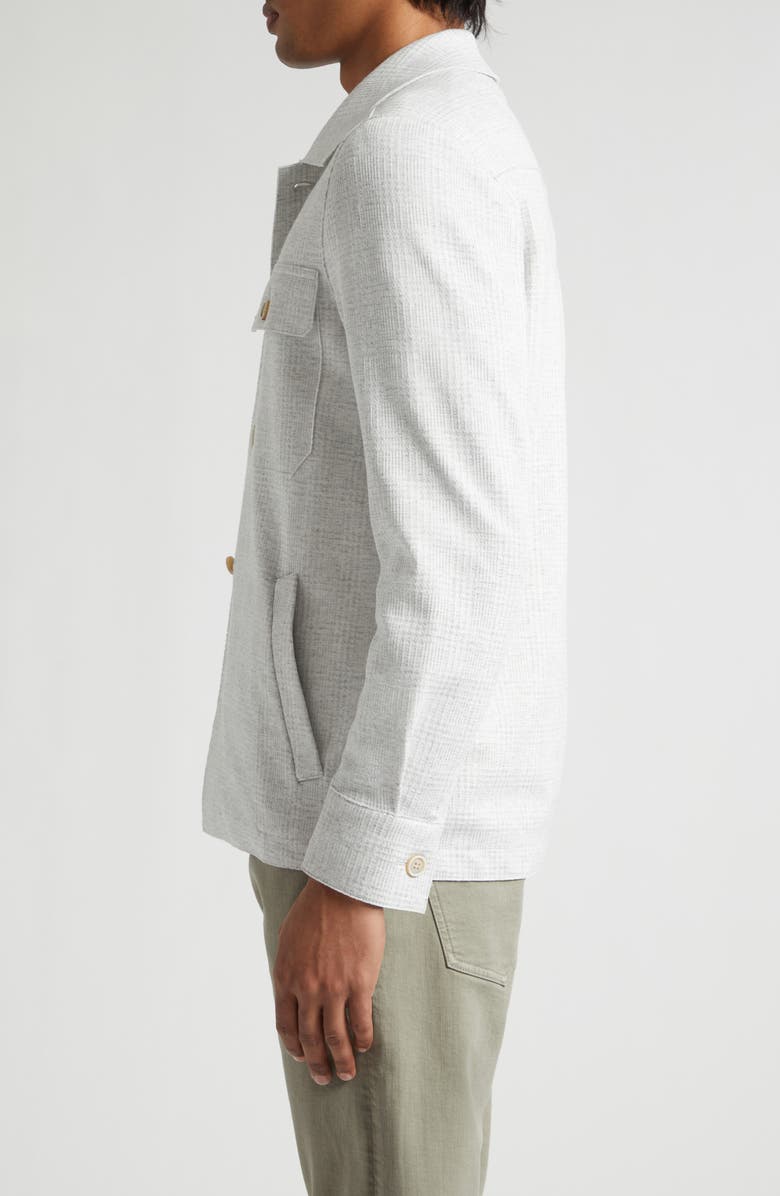 Eleventy Tonal Glen Plaid Knit Overshirt, Alternate, color, 13 Lt Melange Gray