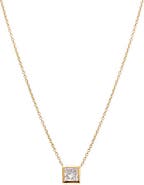 BY ADINA EDEN Lab Grown Diamond Princess Cut Bezel Necklace 14K