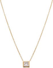 BY ADINA EDEN Lab Grown Diamond Princess Cut Bezel Necklace 14K
