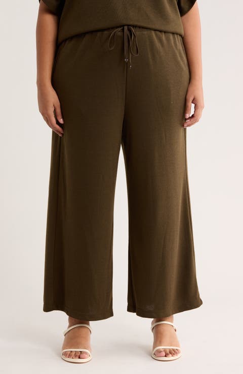 Wide Leg Crop Pants (Plus)