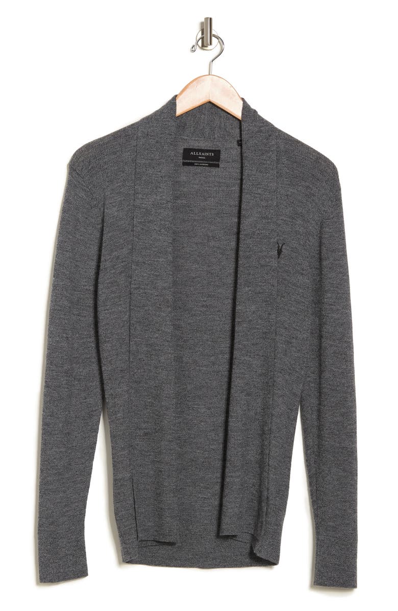 AllSaints Mode Slim Fit Merino Wool Cardigan, Alternate, color, 