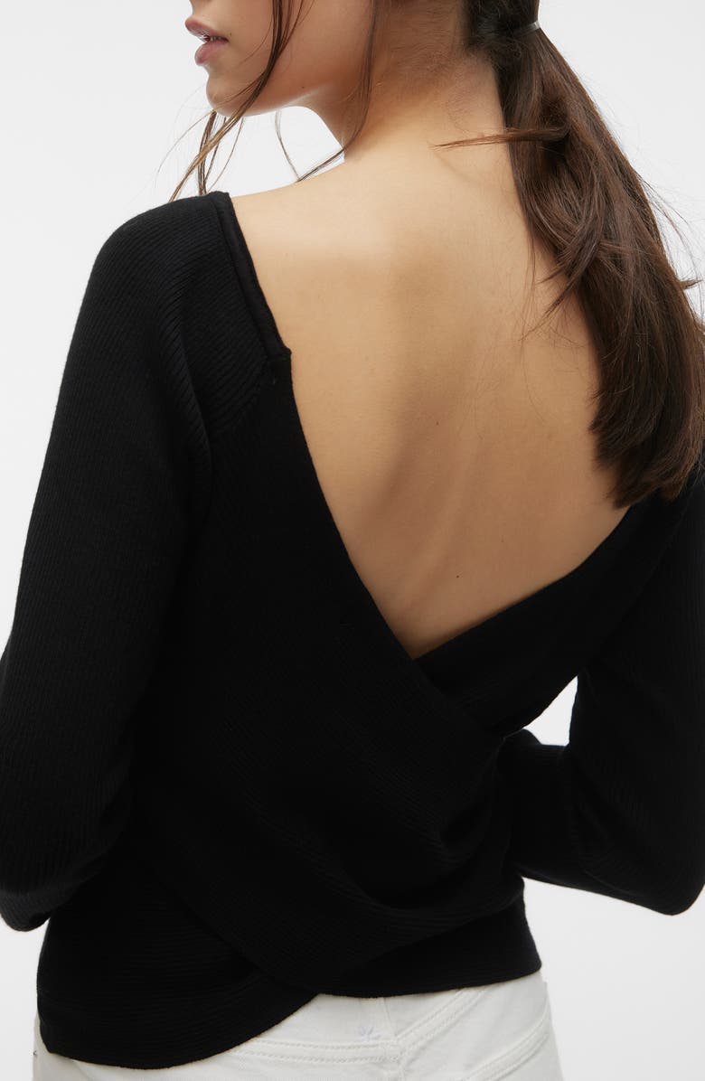 VERO MODA Willow Crisscross Pullover Sweater, Alternate, color, Black